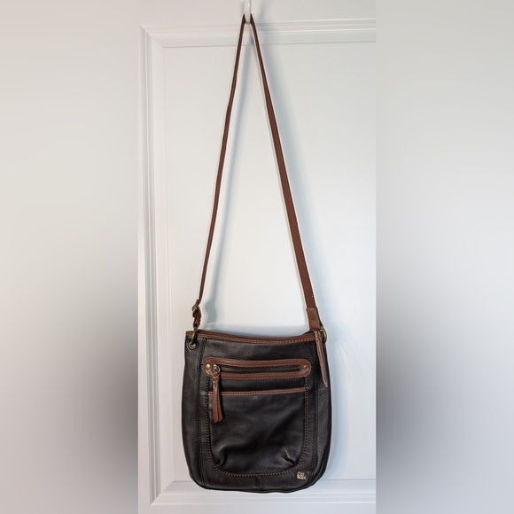 The Sak Leather Crossbody Bag Black & Tan - Picture 1 of 7